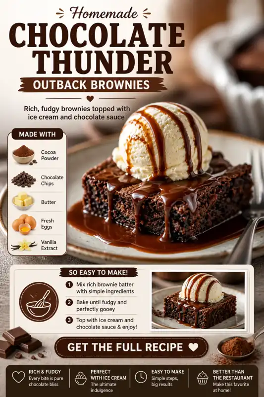 Chocolate Thunder Brownies – Rich & Fudgy Dessert chocolate thunder brownies with ice cream and rich chocolate sauce