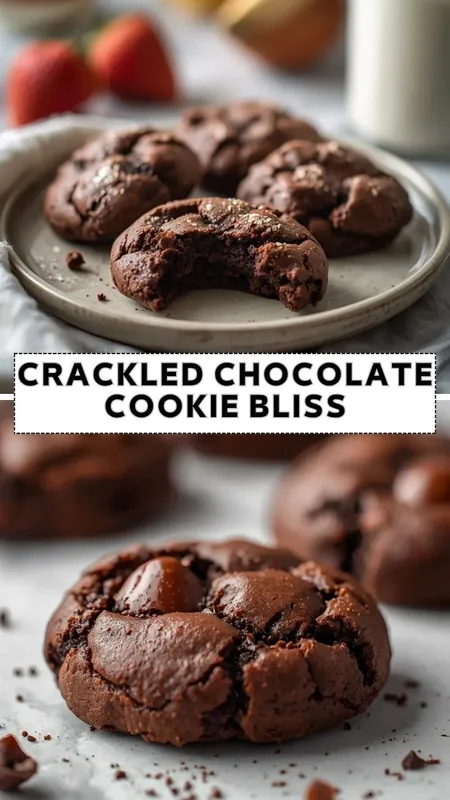 Crackled chocolate cookies with gooey chocolate chips and soft fudgy texture