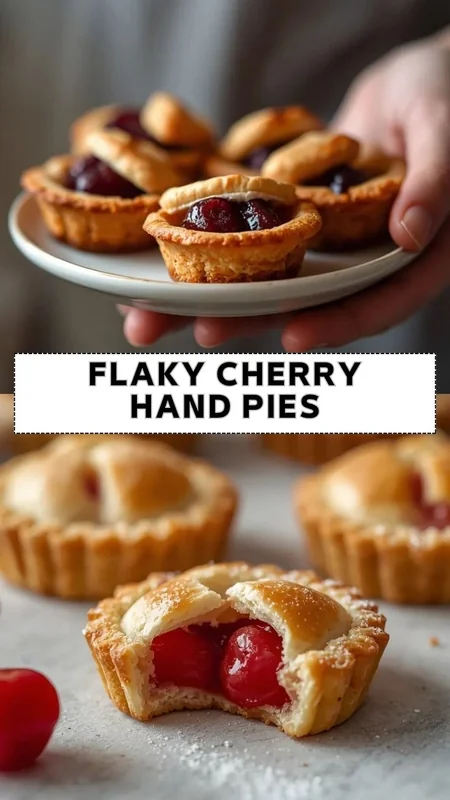 Flaky cherry hand pies with golden crust and sweet cherry filling