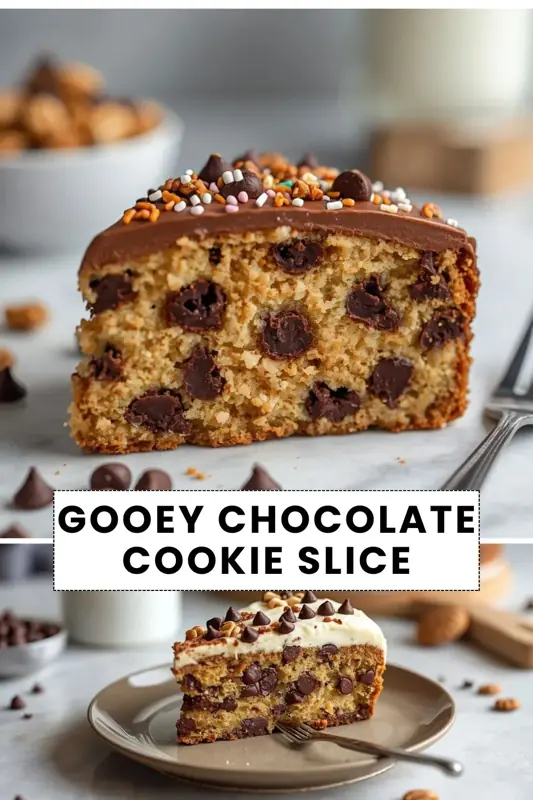 Gooey Chocolate Cookie Slice Recipe for Easy Homemade Desserts Gooey chocolate cookie slice loaded with chocolate chips and creamy frosting