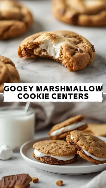 Gooey Marshmallow Cookie Centers Easy Dessert Recipe Gooey marshmallow cookie centers with melted chocolate filling and soft golden cookies