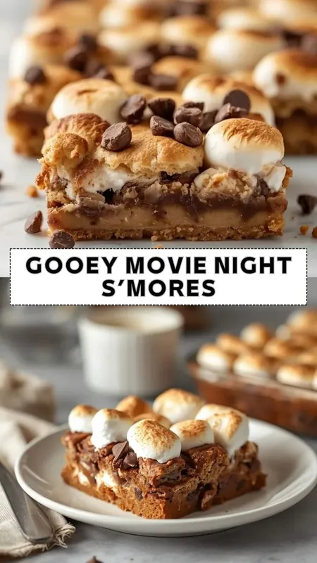 Gooey Movie Night S’mores Bars – Easy Dessert Recipe Gooey movie night s’mores bars topped with toasted marshmallows, melted chocolate, and graham cracker crust