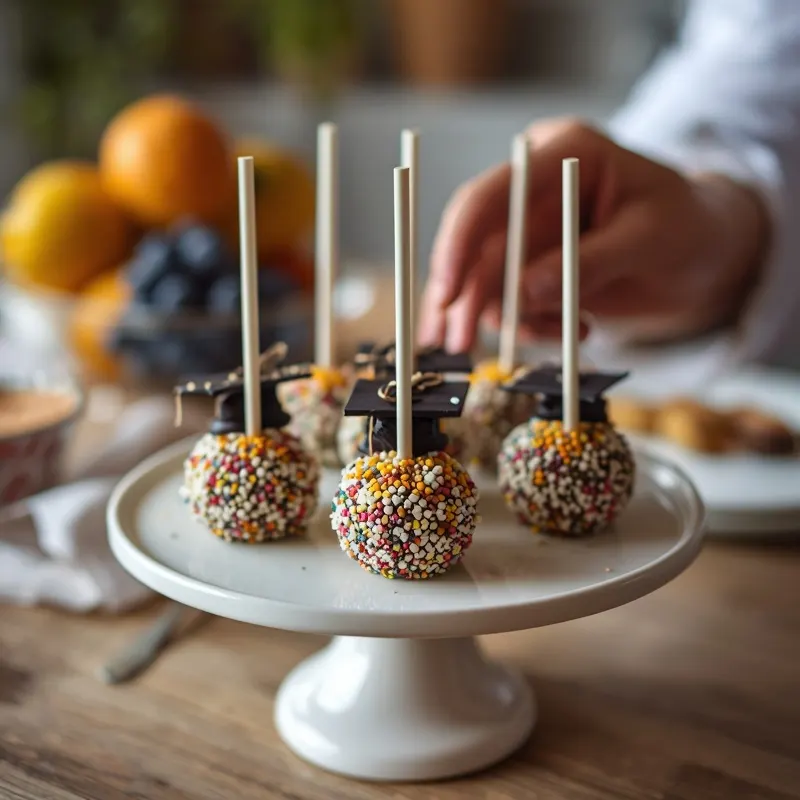 Colorful Graduation Cake Pops for Dessert Grazing Boards
