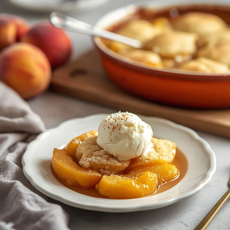 Lazy 3 Ingredient Peach Cobbler for Last Minute Guests