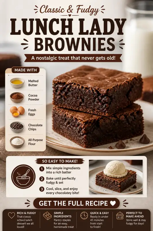 Lunch Lady Brownies – Classic Fudgy Dessert lunch lady brownies with rich fudgy texture and chocolate chips