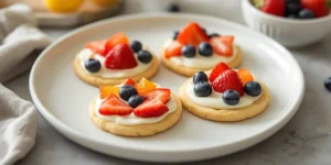 Mini Fruit Pizza Cookies for Kids Birthday Snack Tables