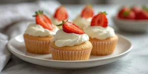 Mini Strawberry Shortcake Cupcakes for Party Dessert Tables