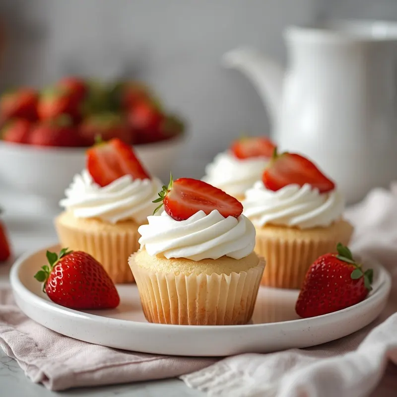 Mini Strawberry Shortcake Cupcakes for Party Dessert Tables