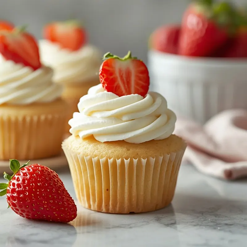 Mini Strawberry Shortcake Cupcakes for Party Dessert Tables