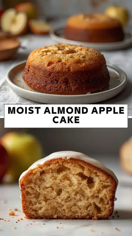 Moist Almond Apple Cake Recipe Moist almond apple cake with tender crumb and light glaze topping