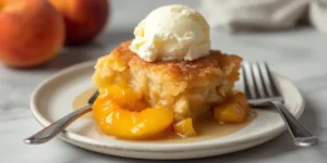 Gooey Peach Dump Cake with Yellow Cake Mix