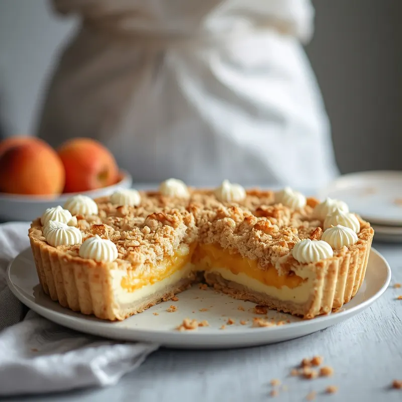 Buttery Peach Crumble Cream Pie for Potluck Parties