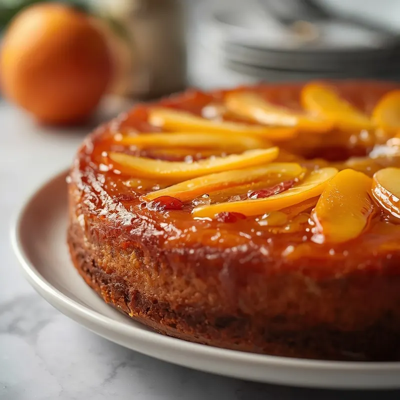 Bright Peach Orange Upside Down Cake for Summer Parties