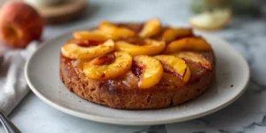 Caramelized Peach Upside Down Cake with Fresh Summer Peaches