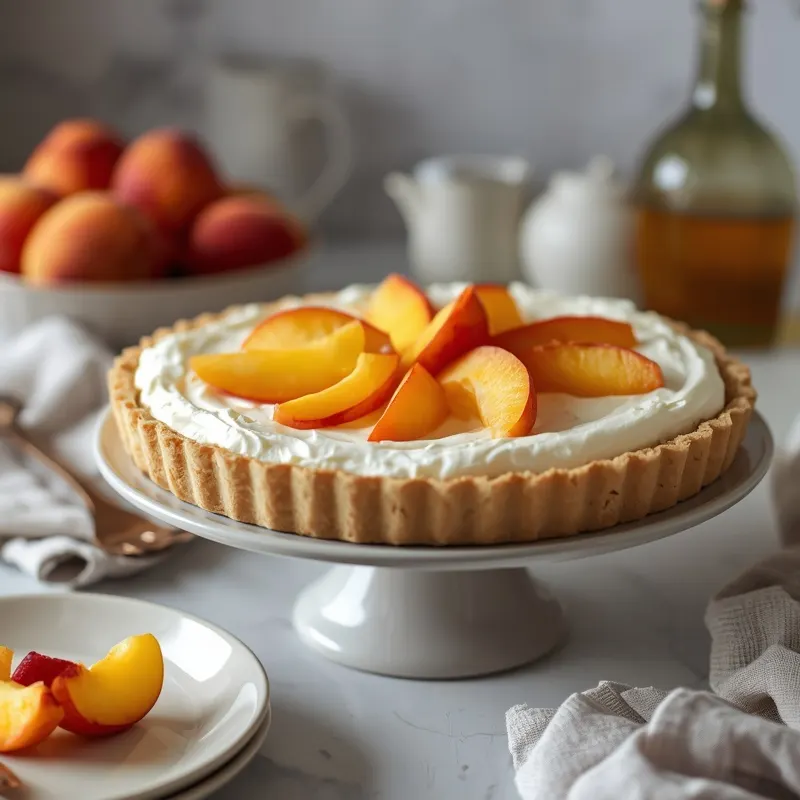 Creamy Peaches and Cream Pie with Fresh Summer Peaches
