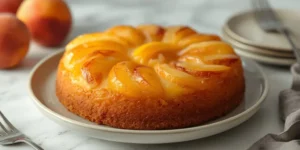 Creamy Peaches and Cream Upside Down Cake for Brunch