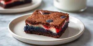 Fudgy Red White and Blue Brownies for Patriotic Party Tables