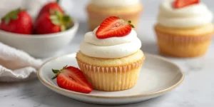Fluffy Strawberry Shortcake Cupcakes for Summer Birthday Parties