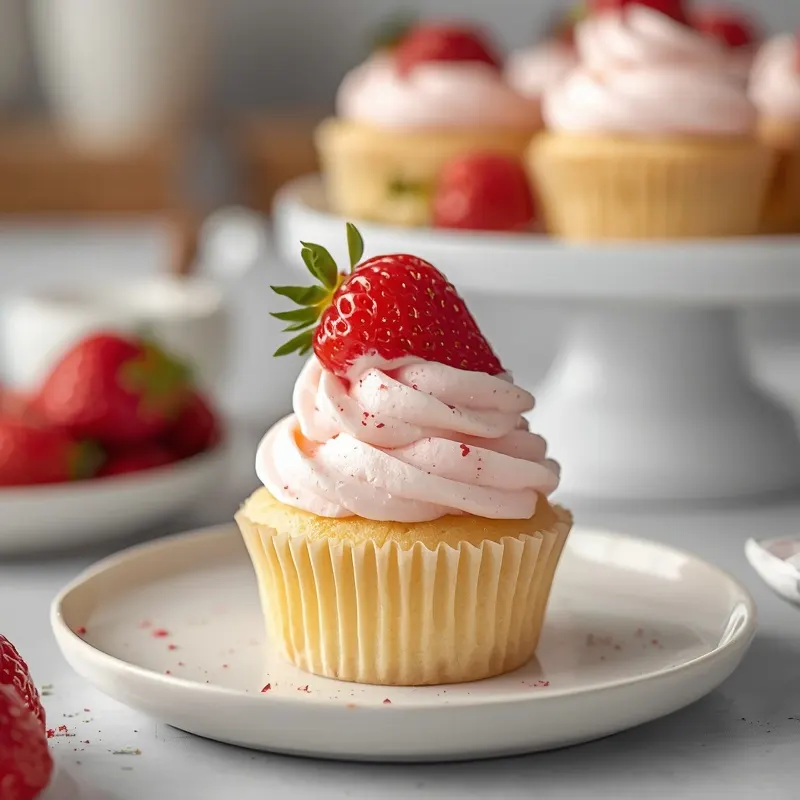 Fluffy Strawberry Shortcake Cupcakes for Summer Birthday Parties