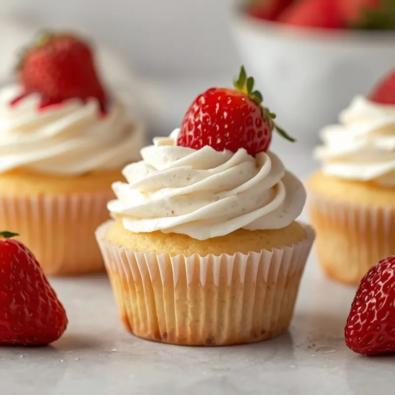 Fluffy Strawberry Shortcake Cupcakes for Summer Birthday Parties
