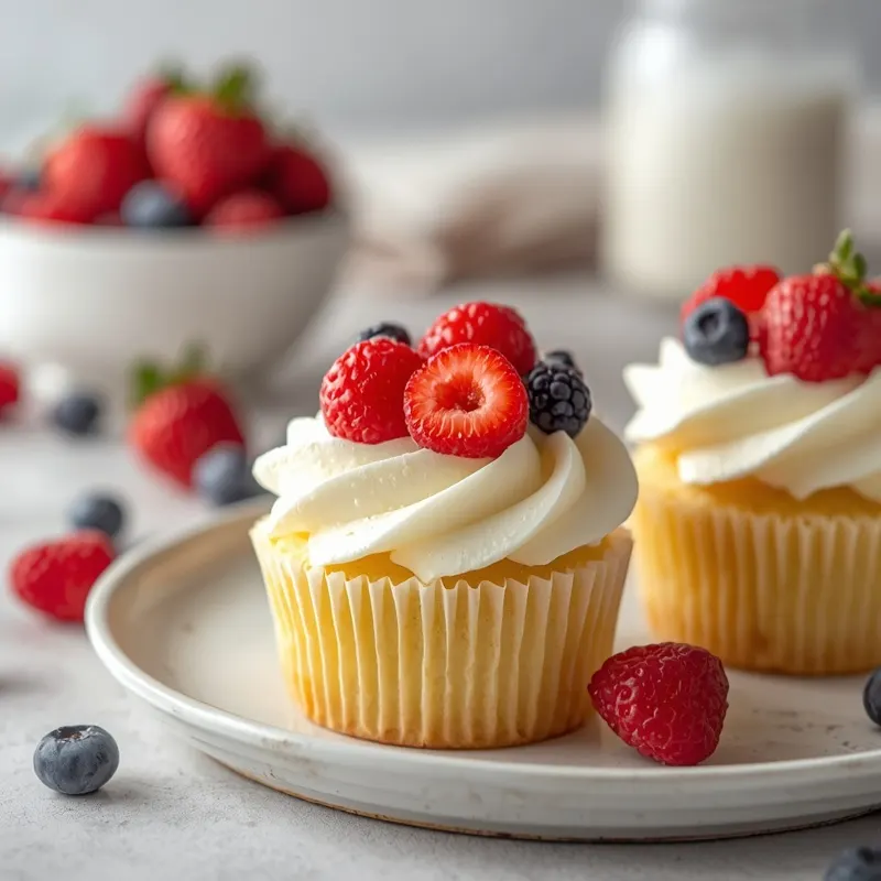 Fluffy Vanilla Berry Cupcakes for Summer Birthday Parties Fluffy Vanilla Berry Cupcakes for Summer Birthday Parties