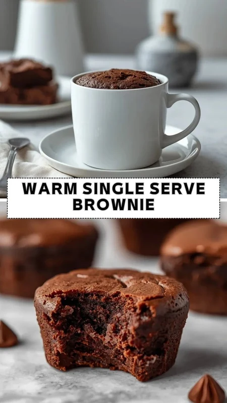 Warm Single Serve Brownie Recipe Warm single serve brownie with rich fudgy center served beside a mug