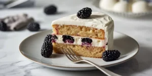 Creamy Blackberry Cream Cake with fresh blackberry layers
