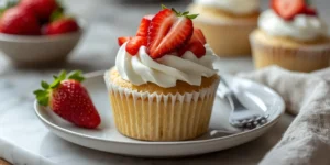 Pretty Strawberry Shortcake Cupcakes with Bakery Style Decorations