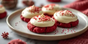 Creamy Frosted Red Velvet Cookies for Holiday Cookie Boxes