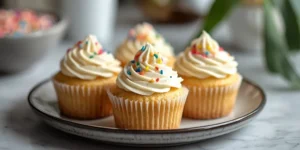 Colorful Funfetti Cupcakes with rainbow sprinkles