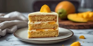 Tropical Mango Passionfruit Cake with vibrant fruit flavors