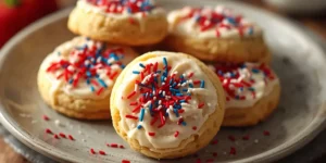 Patriotic Fireworks Cookies with Sparkling Candy Toppings