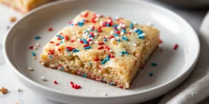 Colorful Patriotic Sprinkle Sugar Cookie Bars for Summer Cookouts