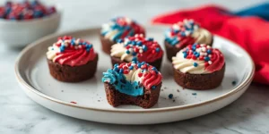 Bite Size Red White and Blue Brownie Snacks for Cookout Parties