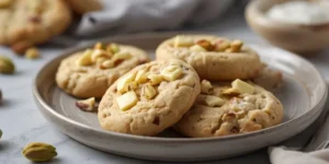 Creamy white chocolate pistachio cookies