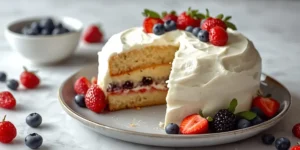 Fresh Berry Vanilla Cake with Fluffy Vanilla Frosting