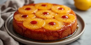 Golden Pineapple Upside Down Cake with Caramelized Topping