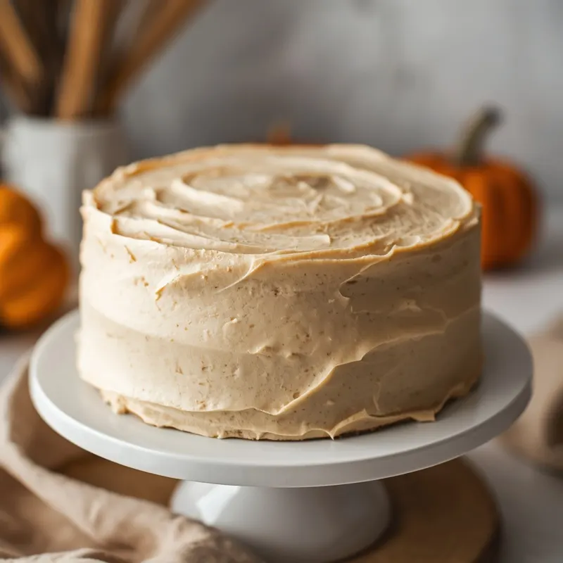 Creamy Pumpkin Spice Layer Cake with cinnamon frosting