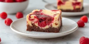 Creamy Raspberry Cheesecake Brownies with Juicy Berry Swirls