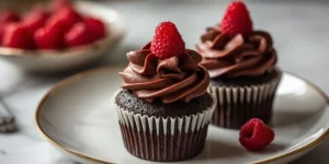Elegant Raspberry Ganache Chocolate Cupcakes with creamy center