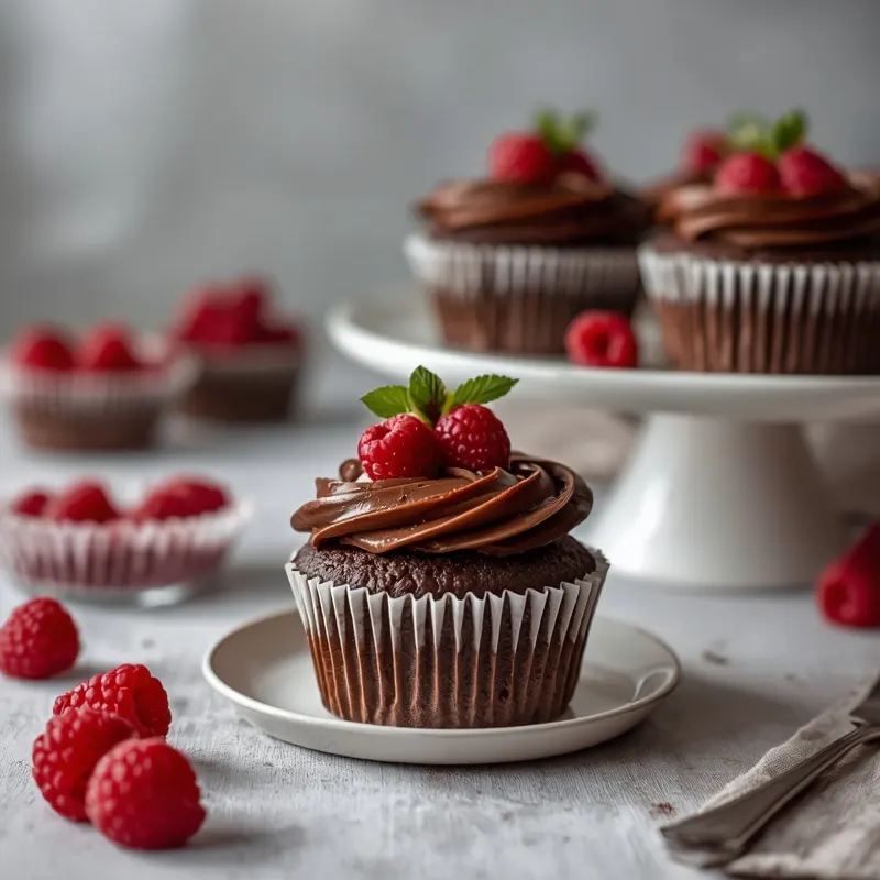 Elegant Raspberry Ganache Chocolate Cupcakes with creamy center Elegant Raspberry Ganache Chocolate Cupcakes with creamy center