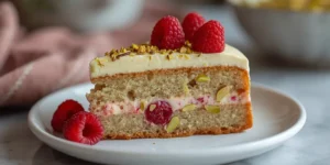 Floral Rose Pistachio Raspberry Cake