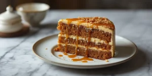 Creamy Salted Caramel Cake with luscious caramel layers