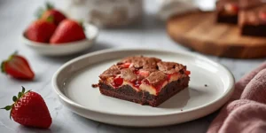 Soft Strawberry Brownies with Fresh Berry Flavor