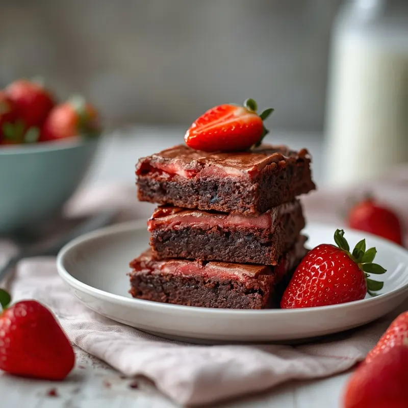 Soft Strawberry Brownies with Fresh Berry Flavor