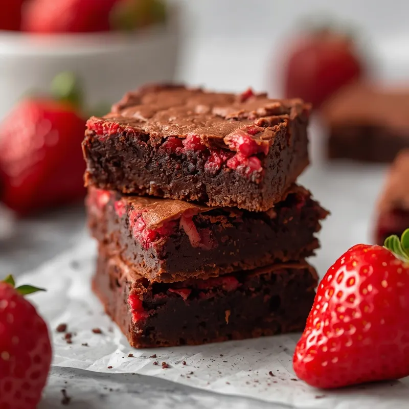 Soft Strawberry Brownies with Fresh Berry Flavor