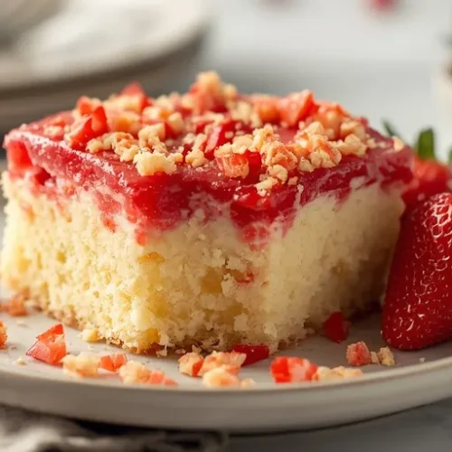 Strawberry Crunch Poke Cake recipe