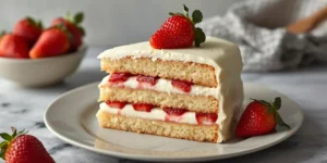 Fresh Strawberry Shortcake Layer Cake with sweet strawberry filling