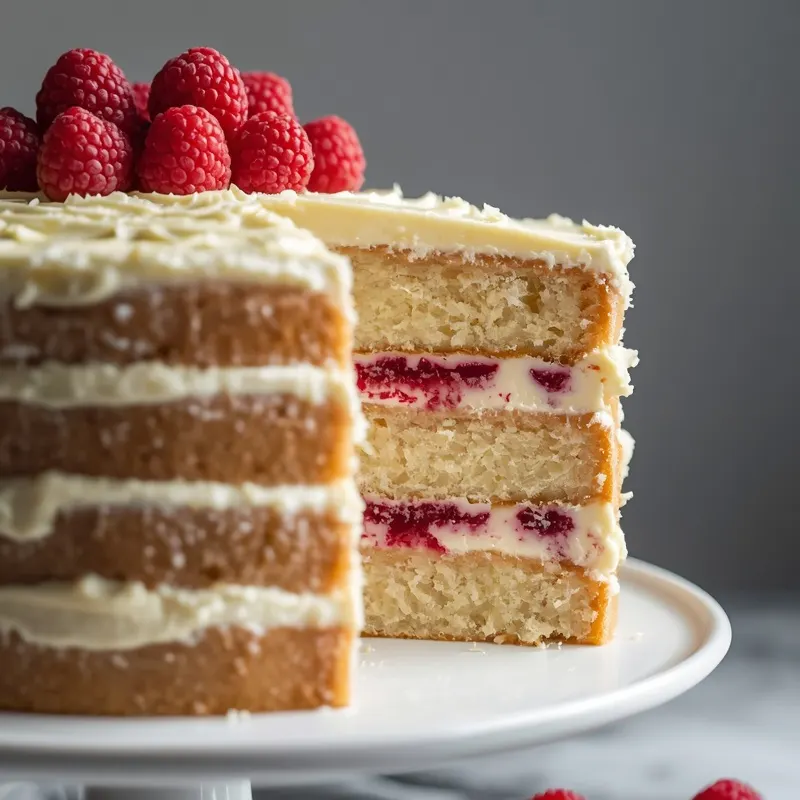 Elegant White Chocolate Raspberry Layer Cake for special occasions