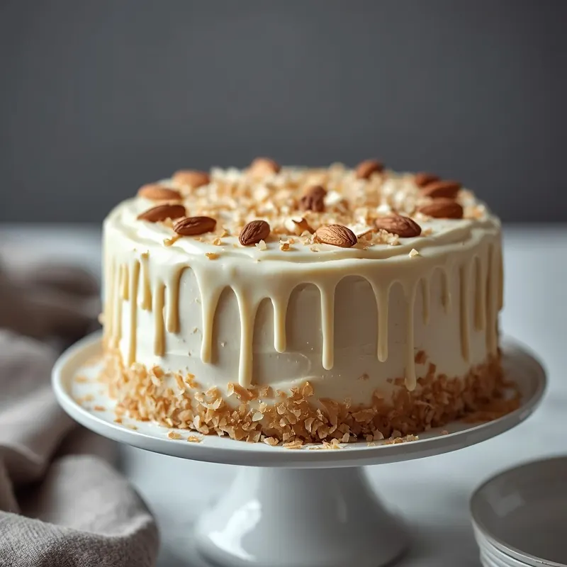 Rich Almond Joy Cake with Creamy Chocolate Frosting Rich Almond Joy Cake with Creamy Chocolate Frosting